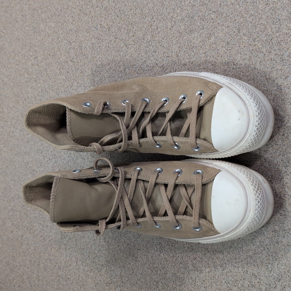 Converse All Star High Top Sneakers Gym Shoes Tan Leather Upper, Lift, Women's 9 - Picture 2 of 12
